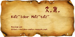 Káldor Máté névjegykártya